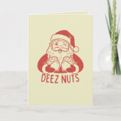 Retro Naughty Santa Deez Nuts Funny Christmas カード (正面)