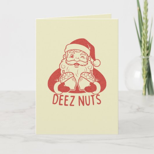 Retro Naughty Santa Deez Nuts Funny Christmas カード (正面)