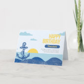Retro Nautical Anchor & Sun Personalized Birthday  カード (正面)
