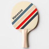 Retro Nautical Rainbow Angled Striping with Name 卓球ラケット (裏面)