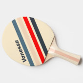 Retro Nautical Rainbow Angled Striping with Name 卓球ラケット (横)