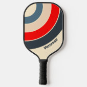 Retro Nautical Rainbow Circle Stripe with Name ピックルボールラケット (裏面)