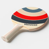 Retro Nautical Rainbow Circle Stripe with Name 卓球ラケット (正面アングル)