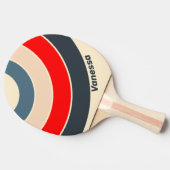 Retro Nautical Rainbow Circle Stripe with Name 卓球ラケット (横)