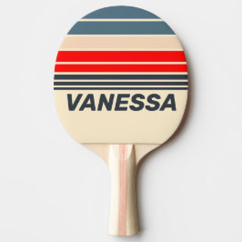 Retro Nautical Rainbow Horizon Striping with Name 卓球ラケット