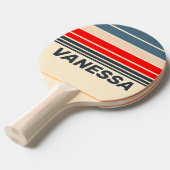 Retro Nautical Rainbow Horizon Striping with Name 卓球ラケット (正面アングル)