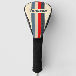 Retro Nautical Rainbow Pin Striped with Name ゴルフヘッドカバー