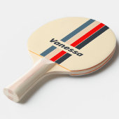 Retro Nautical Rainbow Pin Striped with Name 卓球ラケット (正面アングル)