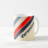 Retro Nautical Rainbow Striped with Name コーヒーマグカップ (正面右)