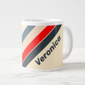 Retro Nautical Rainbow Striped with Name ジャンボコーヒーマグカップ (正面右)