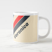 Retro Nautical Rainbow Striped with Name ジャンボコーヒーマグカップ (右)