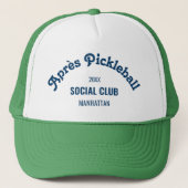 Retro Navy Après Pickle Ball Social Club Green  キャップ (正面)