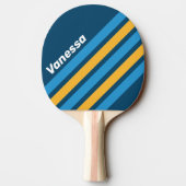Retro Navy Blue Angled Striping with Name 卓球ラケット (裏面)