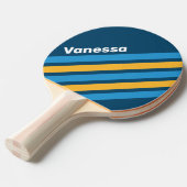 Retro Navy Blue Angled Striping with Name 卓球ラケット (正面アングル)