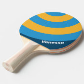 Retro Navy Blue Circle Stripe with Name 卓球ラケット (正面アングル)
