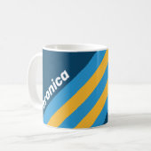 Retro Navy Blue Stripes with Name コーヒーマグカップ (正面左)