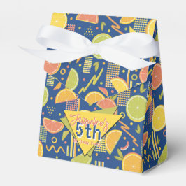Retro Navy Blue Summer Citrus Fruit Birthday フェイバーボックス
