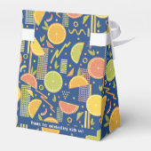 Retro Navy Blue Summer Citrus Fruit Birthday フェイバーボックス (裏面サイド)