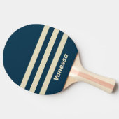 Retro Navy Fade Three Across Striping with Name 卓球ラケット (横)