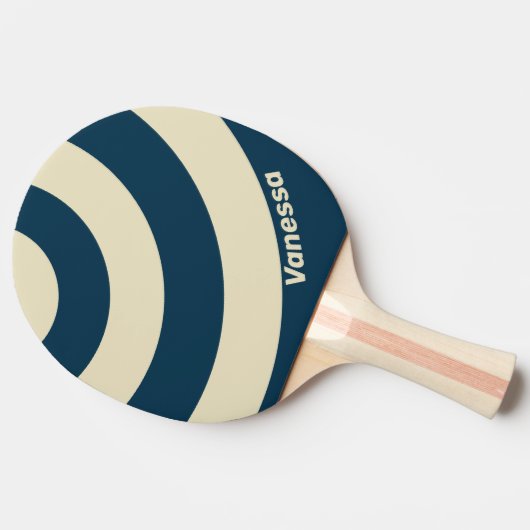 Retro Navy Fade Three Circle Stripe with Name 卓球ラケット (横)