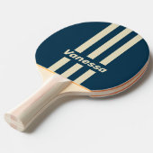 Retro Navy Fade Three Pin Stripes with Name 卓球ラケット (正面アングル)