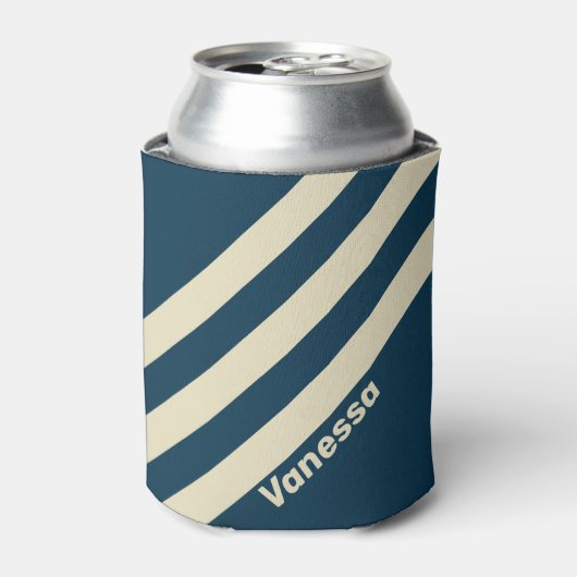 Retro Navy Fade Three Stripes with Name 缶クーラー (缶正面)