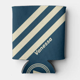 Retro Navy Fade Three Stripes with Name 缶クーラー