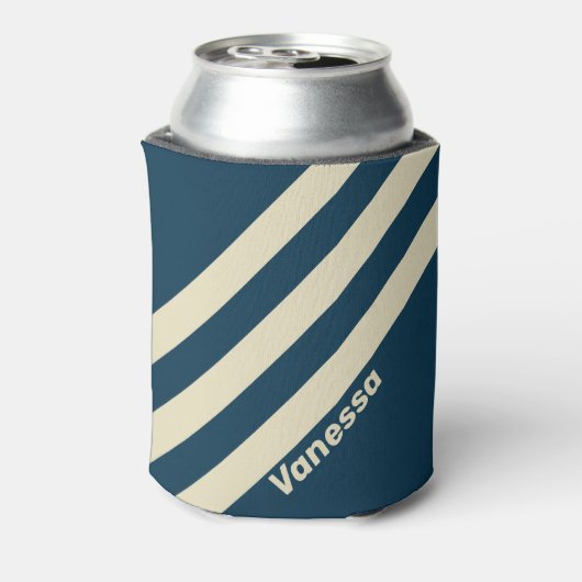 Retro Navy Fade Three Stripes with Name 缶クーラー (缶裏面)