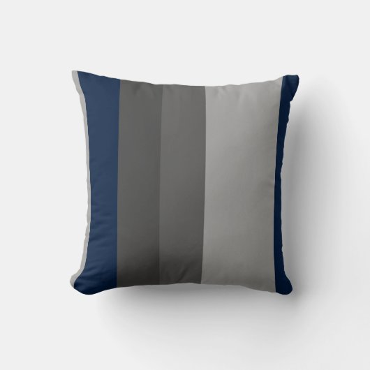 Retro Navy Gray Vertical Stripes クッション (正面)