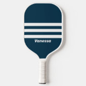 Retro Navy Three Across Striping with Name ピックルボールラケット (裏面)