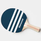 Retro Navy Three Across Striping with Name 卓球ラケット (横)