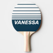 Retro Navy Three Horizon Striping with Name 卓球ラケット (裏面)