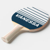 Retro Navy Three Horizon Striping with Name 卓球ラケット (正面アングル)