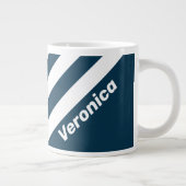 Retro Navy Three Stripes with Name ジャンボコーヒーマグカップ (右)