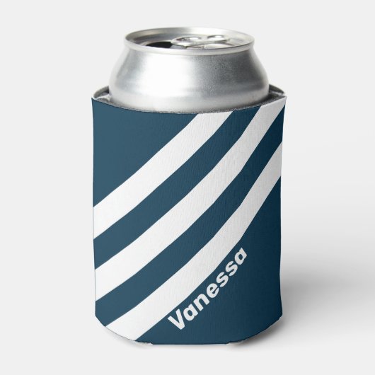 Retro Navy Three Stripes with Name 缶クーラー (缶正面)