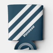 Retro Navy Three Stripes with Name 缶クーラー (裏面)