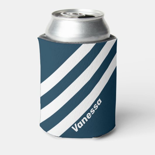 Retro Navy Three Stripes with Name 缶クーラー (缶裏面)