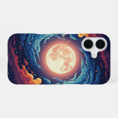 Retro Nebula Moon iPhone 16ケース (裏面横)