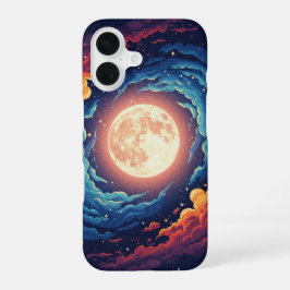 Retro Nebula Moon iPhone 16ケース