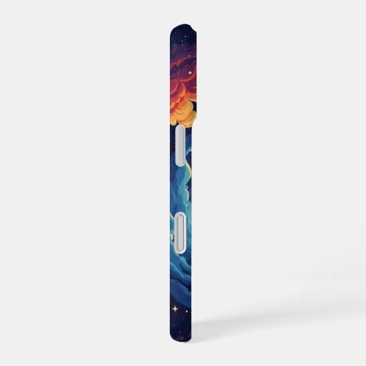 Retro Nebula Moon iPhone 16ケース (右側面)