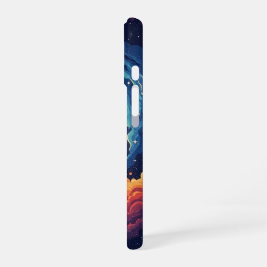 Retro Nebula Moon iPhone 16ケース (左側面)