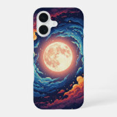 Retro Nebula Moon iPhone 16ケース (裏面)
