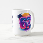 Retro Neon 67 Aesthetic コーヒーマグカップ (正面右)