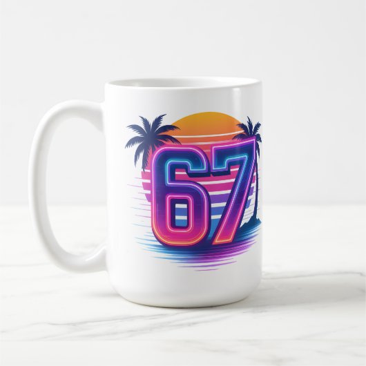 Retro Neon 67 Aesthetic コーヒーマグカップ (左)