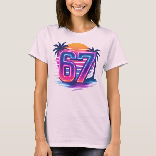 Retro Neon 67 Aesthetic Tシャツ (正面)