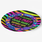 Retro Neon 80s Birthday adult Party ペーパープレート (アングル)