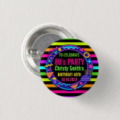 Retro Neon 80s Birthday adult Party 缶バッジ (正面&裏面)
