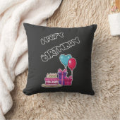 Retro Neon Bubble Text Happy Birthday  クッション (ブランケット)