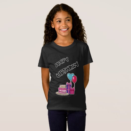 Retro Neon Bubble Text Happy Birthday Tシャツ (正面フル)