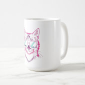 Retro neon cyber cat wearing sunglasses コーヒーマグカップ (正面右)